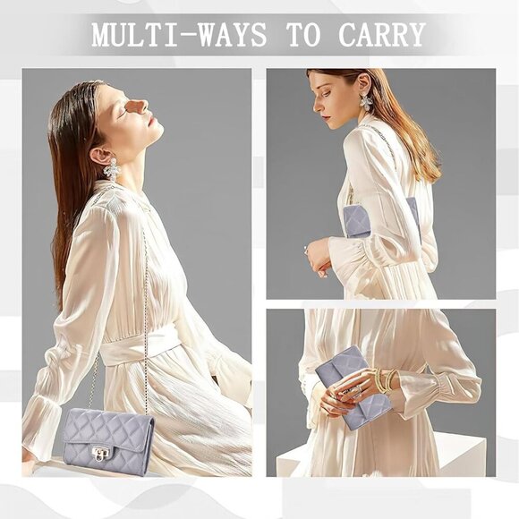 Small Quilted Crossbody Bag for Women - Phone Purse with Card Slots,Trendy Shoul - Picture 3 of 7